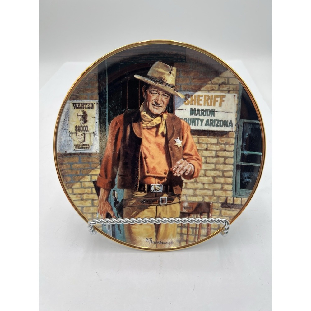 Franklin Mint John Wayne The Duke Collector Plate Robert Tanenbaum COA Box